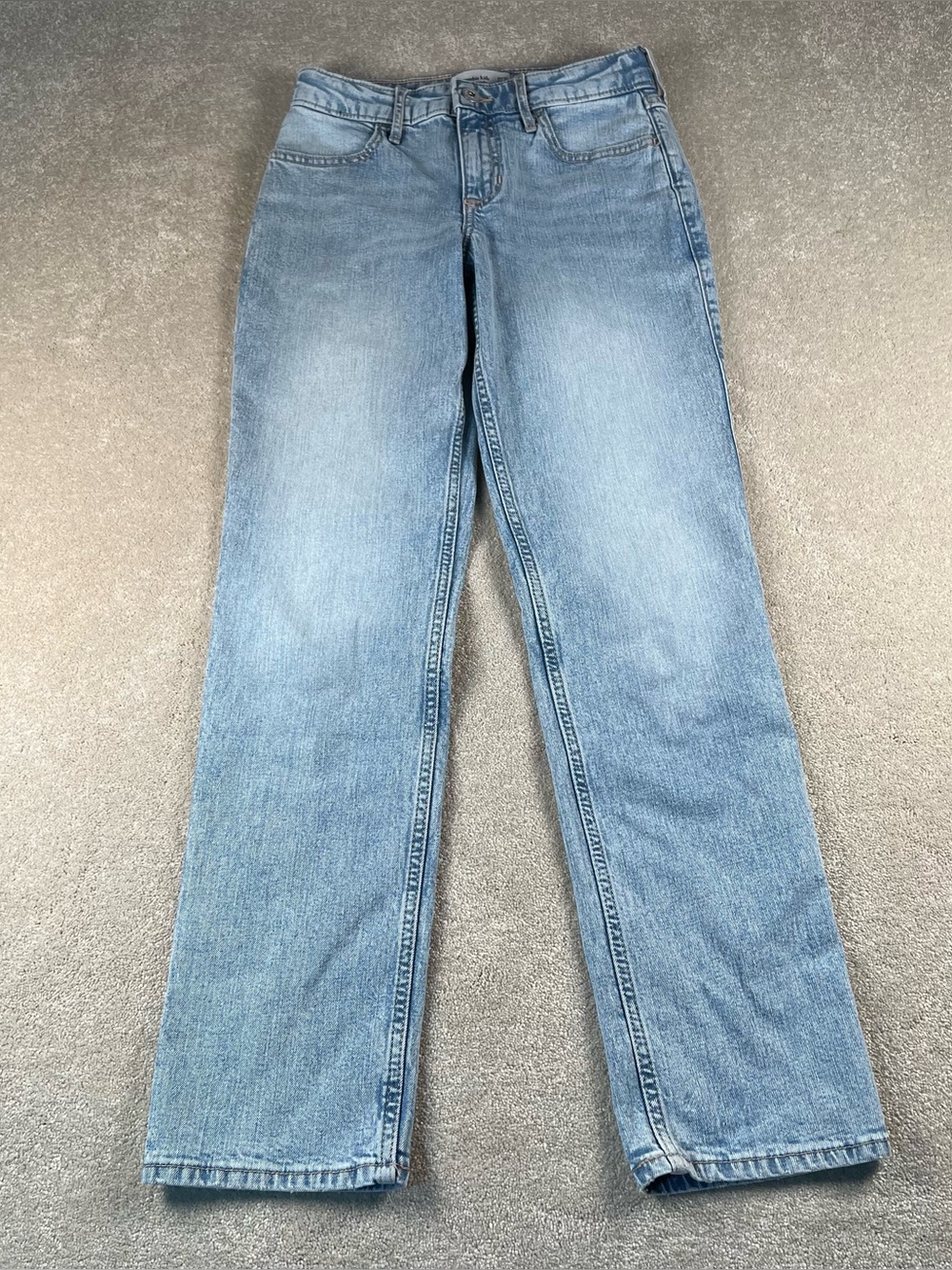 Abercrombie Kids Jeans High Rise Straight Leg Blue Denim Light Wash 11/12 Long